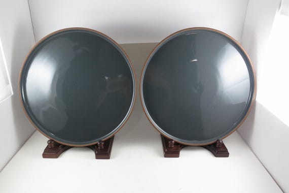 Pair of Mora Ceramics Hit Pause Blue Gray Speckled 10 3/4 Inch Dinner Plates