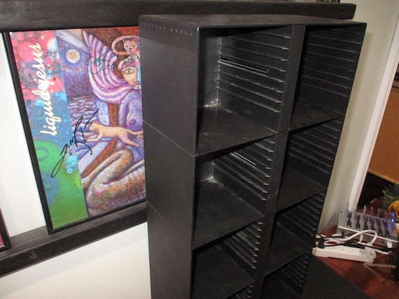 1990's Black Laserline Double CD Tower Holds 100 Discs Excellent Condition