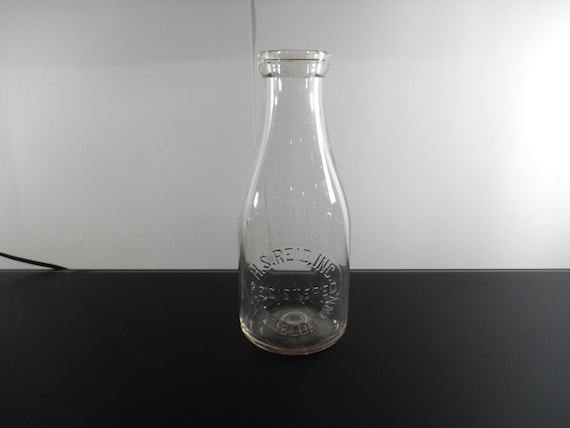 Vintage H.S. Reid Inc Suffield Conn Embossed Milk Bottle Excellent Original Condition Quart 9 3/4 Inches Tall