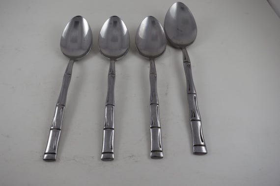Rebacraft Bamboo Stainless Japan 3 7 Inch Soup Spoons 1 8 Inch Serving Spoon