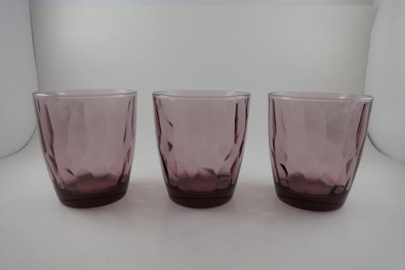 Set of Three Vintage Amethyst Tumbler Glasses