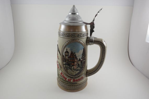 Vintage Budweiser Stein M Series Lidded Beer Stein Bavarian Festival Number 40882 9 1/4 Inches Tall Excellent Condition