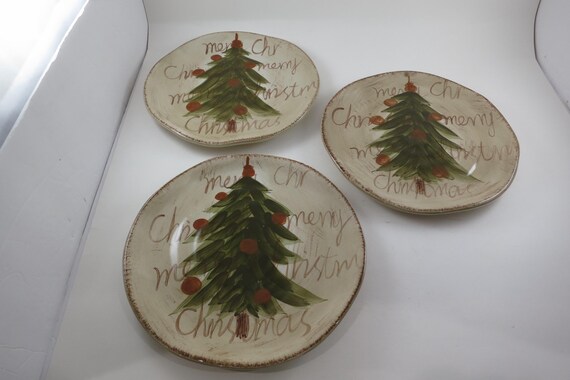 Set of Three Vintage Tabletops Unlimited Old World Santa 8 3/4 inch Salad Plates