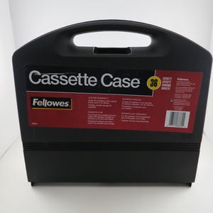 Vintage Fellowes Black 36 Cassette Case - 1990s Hardshell Holder