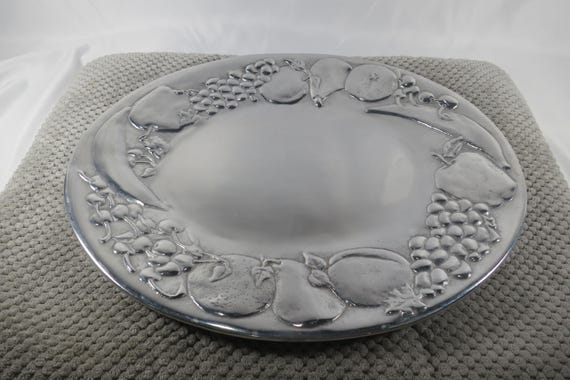 Large 15 Inch Wilton Armetale Oval Serving Platter/Tray Metal Fruit Design