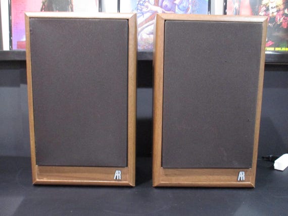 Pair of Vintage Acoustic Research Faux Wood Cabinet Stereo Speakers AR-18B 17 Inches Tall Great Sound Free Shipping
