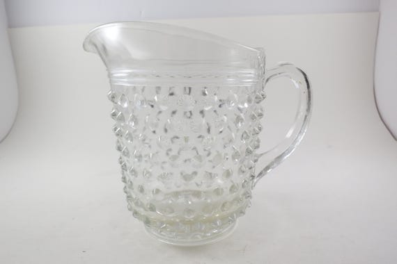 Vintage Clear Glass Hobnail 5 1/4 Inch Tall Pitcher