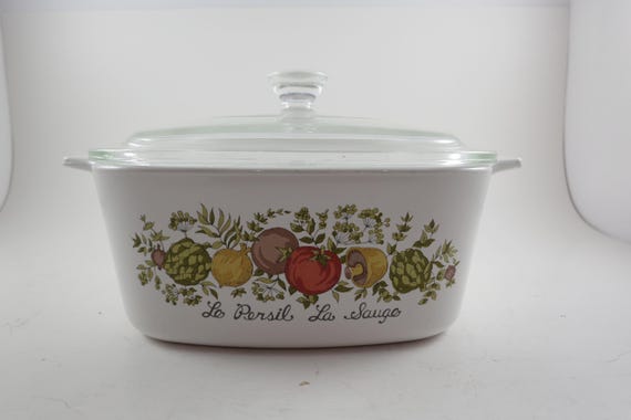 1972-1979 Corning Ware Spice O' Life Pattern A-1 1/2- B 1 1/2 Quart Saucepan with Glass Lid Very Good Condition