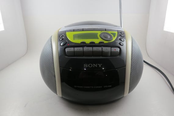 Vintage Sony CFD-E90 CD Radio Cassette Corder Stereo Home or Portable Stereo Boombox Mega Bass Yellow Black Works Perfect
