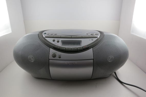Vintage Sony CFD-S350 CD Radio Cassette Corder Stereo Home or Portable Stereo Boombox Works Perfect Silver Retro Style In Original Box