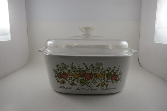 1980's Corning Ware A-5-B Spice O' Life Pattern 5 Quart Dutch Oven with A-12-C Glass Lid Excellent Condition