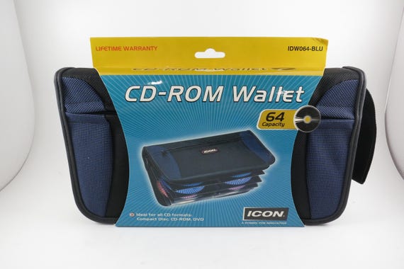 Icon CD Wallet Holds 64 Discs Black & Blue New in Package NOS