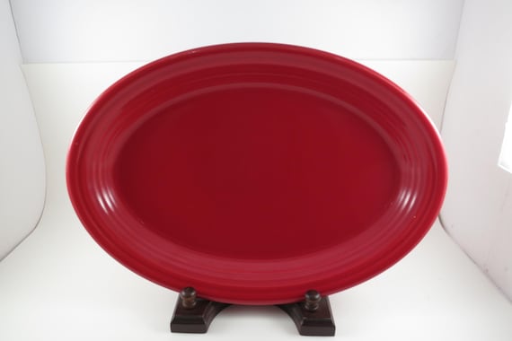Vintage Fiesta Ware 13 1/2 Inch Oval Serving Platter in Scarlet