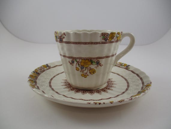 Vintage Spode Fine Bone China Buttercup Demitase Cup and Saucer Set Pristine Condition