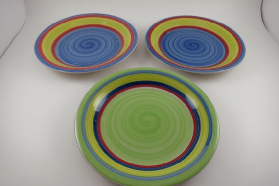 Set of Three Vintage Brylane Home Kitchen Swirl Pattern 7 1/2 Inch Salad Plates