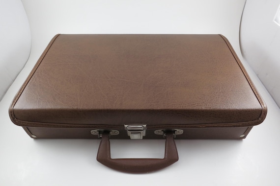 Vintage Brown Faux Leather Cassette Tape Case - Holds 30