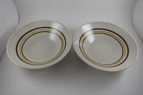 Pair of Vintage MCM Taylor Smith Taylor Ironstone Italiano Pattern 9 Inch Serving Bowls