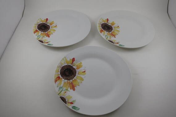 Set of Three Vintage Sonoma Life Style Sunflower Pattern 7 1/2 Inch Salad Plates