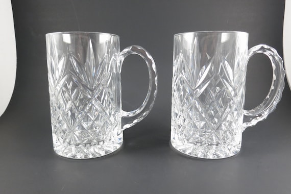 Paul Sebastian Diamond Cut Crystal Beer Mugs - Set of 2