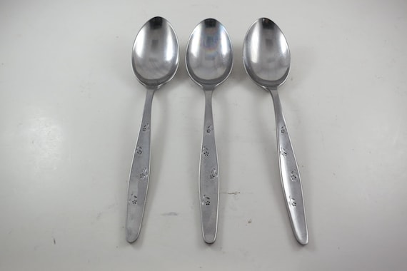 Easterling Tuscan Ware Serving Spoons: Floret Pattern, Set of Three