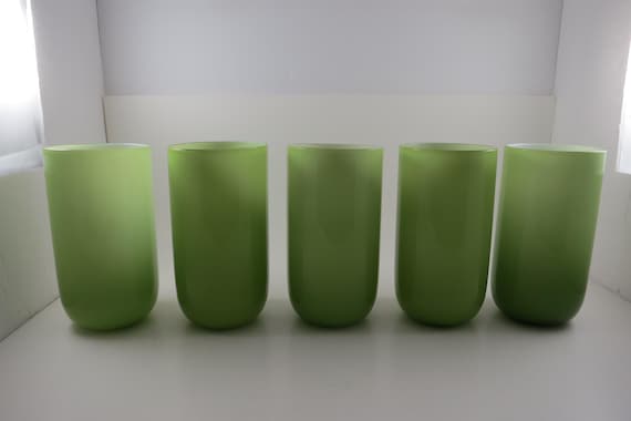 Set of 5 Uranium Glass Style 6 Inch Drinking Glasses