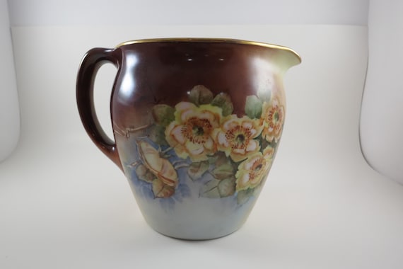 Hand Painted Limoges Lemonade Pitcher: Artist Signed, Early Century