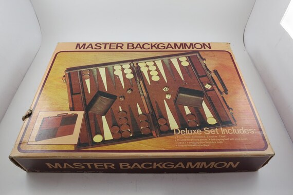 Vintage 1980 Lion Rock Master Board Game Backgammon IOB Faux Leather Case Excellent Condition