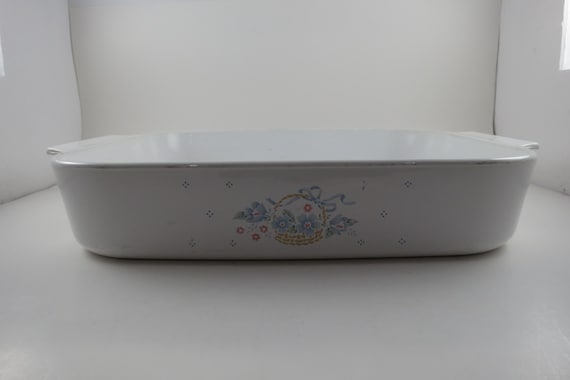 Vintage Corning Ware Open Roaster: Country Cornflower Pattern, A-21-B