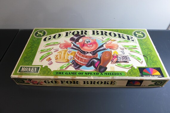 Vintage 1976 Board Game Go For Broke Sel-Right Games