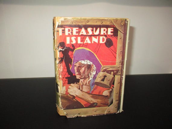 Vintage 1920s Hardcover Book Treasure Island by Robert Louis Stevenson Good Condition with Dust Jacket