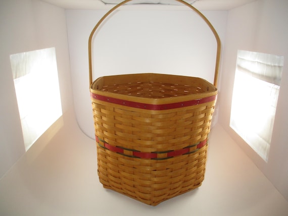 1997 Longaberger Holiday SnowFlake Basket with Handle Divided Plastic Protector Signed and Dated Excellent Condition