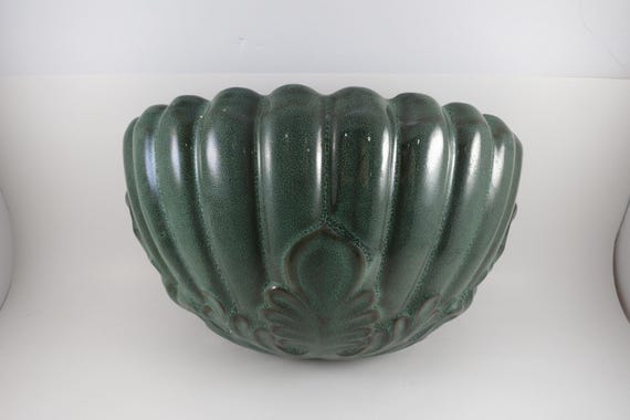 Vintage 12 Inch Large Green Wall Hanging Planter