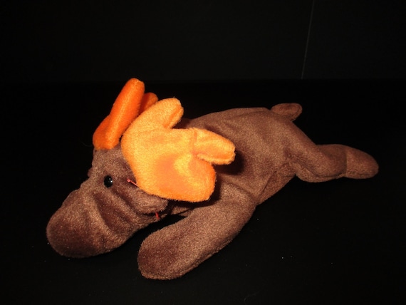 Vintage TY Beanie Baby Chocolate the Moose No Hang Tag First Generation Black and White Tush Tag 1993 First Nine Excellent Condition