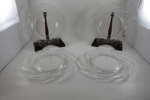 Set of Four Vintage Heisey USA Orchid 8 1/8 Inch Salad Plates