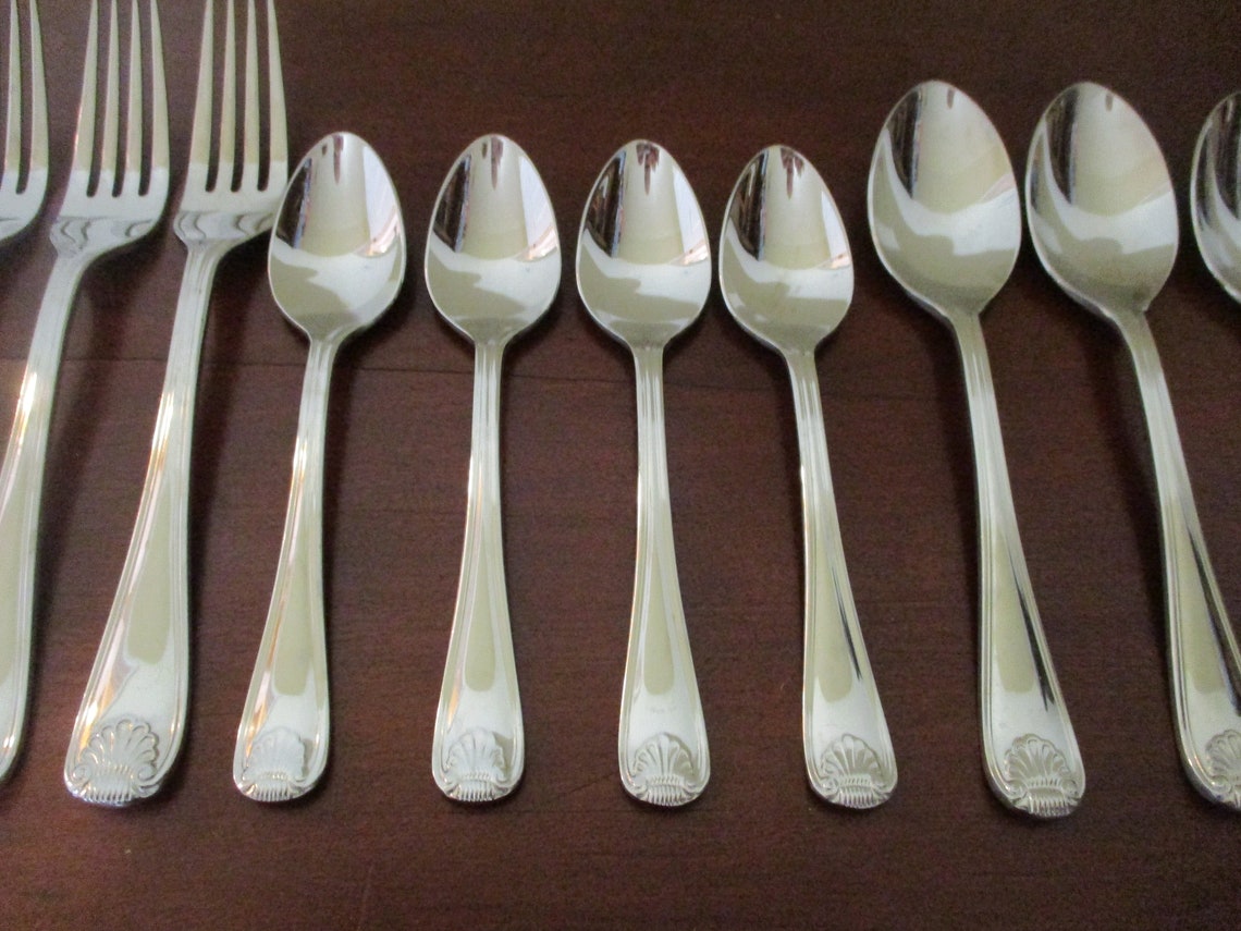 Vintage Gorham Shell Stainless Flatware Set Complete Service Etsy