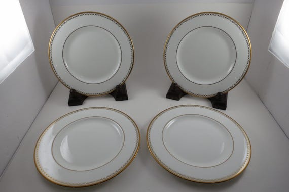 Vintage Lenox Classics Collection Pearl Gold 8 1/4 Inch Salad Plates Set of 4