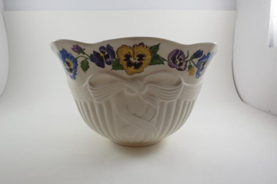 Vintage Belleek Ireland Porcelain Bowl: Enchanted Garden Ribbon Design