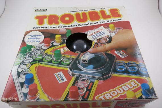 Vintage 1980 Trouble Game: Milton Gabriel Pop-o-matic, Complete