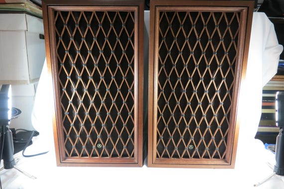 Pair of 1970's Pioneer CS-66 Stereo Floor Speakers Wood Lattice Covers