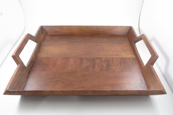 Large 18x14 West Elm Wooden Double Handled Tray