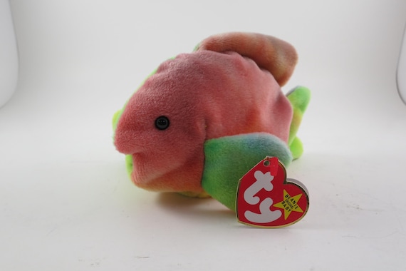Vintage 1995 TY Beanie Baby Coral The Ty Dyed Fish Stunning Colors MWMT