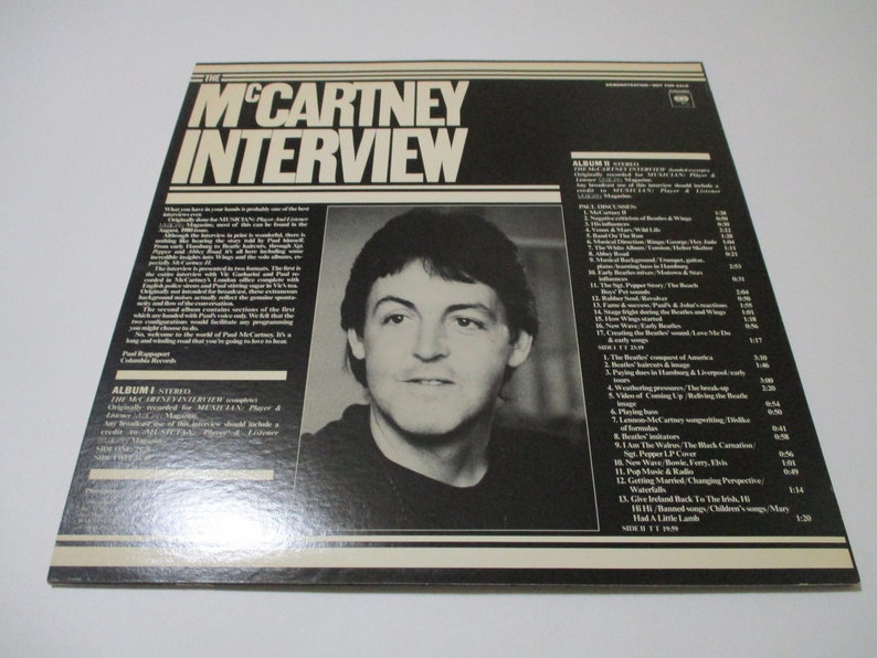 Vintage 1980 Vinyl LP Record Paul McCartney Interview White Label Promo Pressing Near Mint Condition 36292 image 10