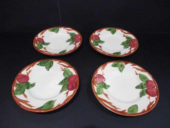 Beautiful Vintage Franciscan Earthenware Apple Pattern Set of Four 6 Inch Bread Plates Excellent Used Condition
