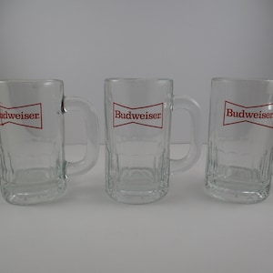 Set of Three 1980s Vintage Budweiser Bowtie Beer Mugs