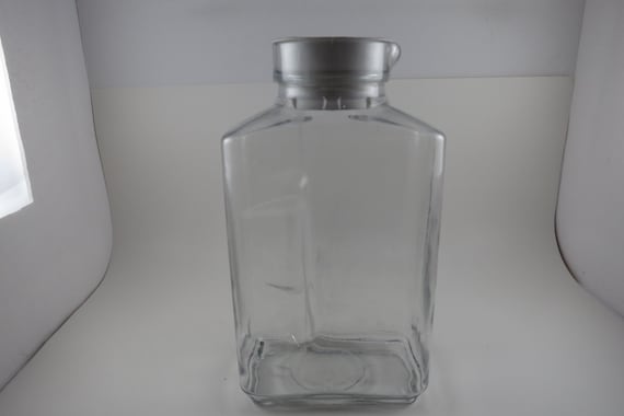 Vintage Anchor Hocking Ribbed Glass Jar, 2 Liter Water Pitcher with Lid