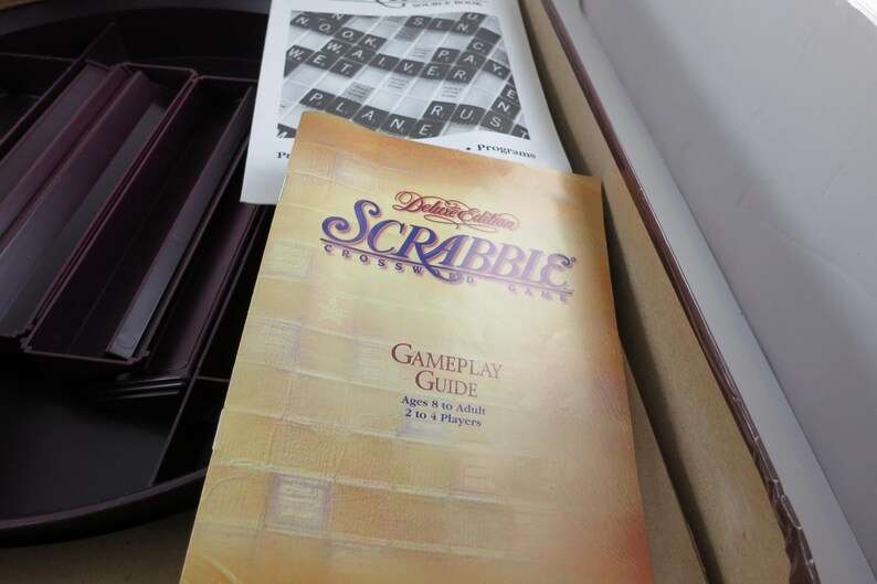 Scrabble Components Vintage 2001 Scrabble Deluxe Collector's Edition: Rotating Board Game ...