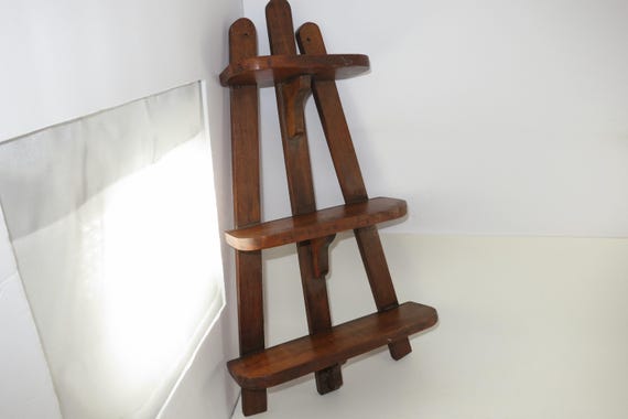 Vintage Wooden Trellis Style Wall Shelf Curio Display