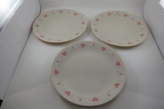 Vintage Corelle Dinner Plates: Forever Yours Pattern, Set of 3