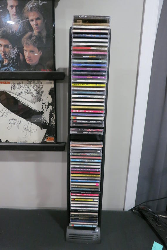 Vintage 1990's Black Alpha CD Tower Holds 60 Discs