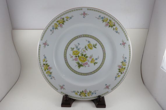 Dover Gardens Sears China Chop Plate: Pink Yellow Floral 12 3/8 Inch Platter